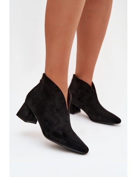 Women's Block Heel Ankle Boots with Stitching Black Darlisse
