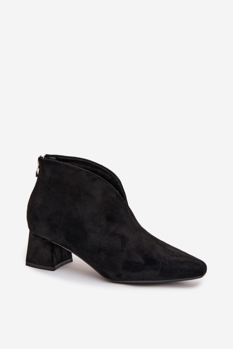 Women's Block Heel Ankle Boots with Stitching Black Darlisse