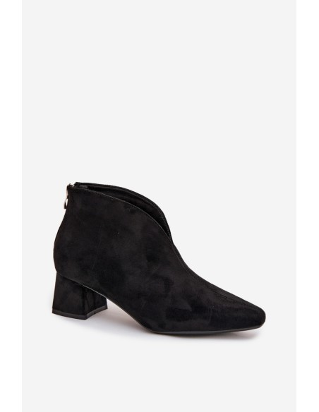 Women's Block Heel Ankle Boots with Stitching Black Darlisse