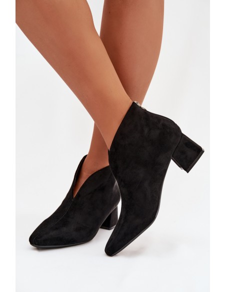 Women's Block Heel Ankle Boots with Stitching Black Darlisse