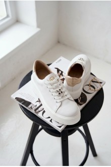 Leather Women's Sneakers Platform With Buckle Vinceza 39973 White 2