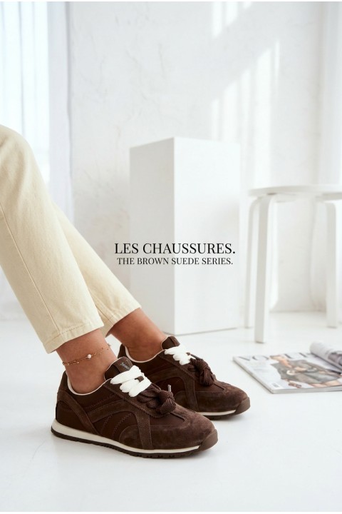 Vinceza Women's Suede Sneakers 86427 Chocolate