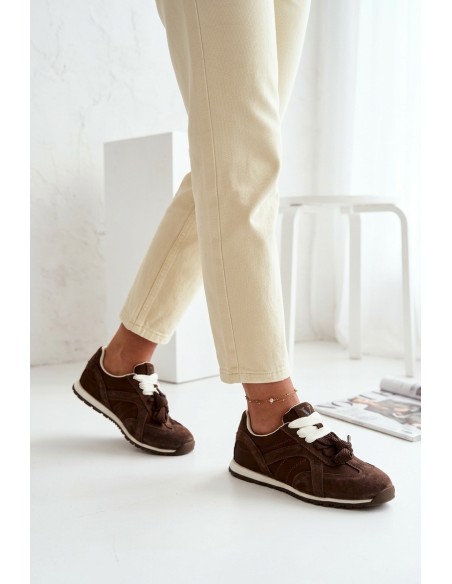 Vinceza Women's Suede Sneakers 86427 Chocolate