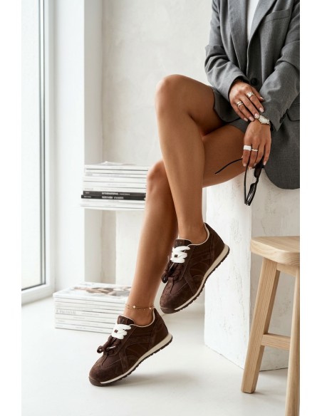 Vinceza Women's Suede Sneakers 86427 Chocolate