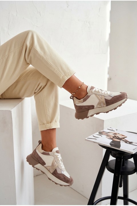 Women's Suede Sneakers Kobbo 66954 Beige