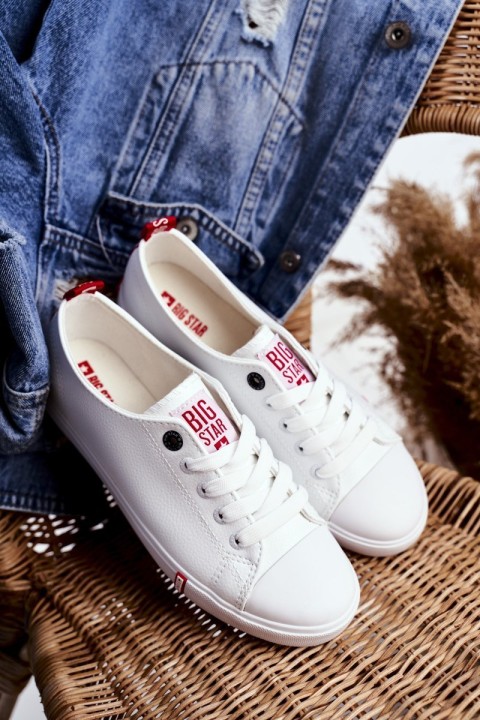 Women's Leather Sneakers Big Sta GG274005 White-Red