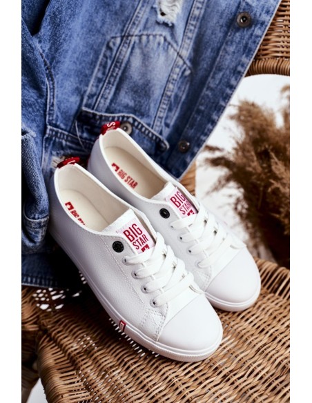 Women's Leather Sneakers Big Sta GG274005 White-Red