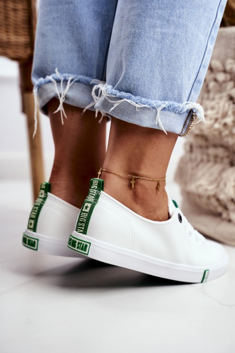 Women's Leather Sneakers Big Star GG274006 White-Green