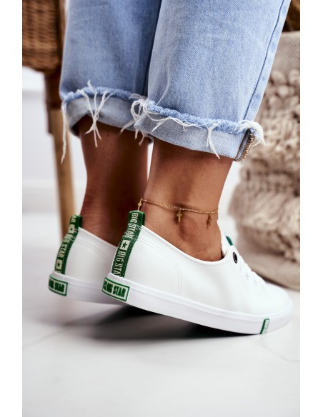 Women's Leather Sneakers Big Star GG274006 White-Green