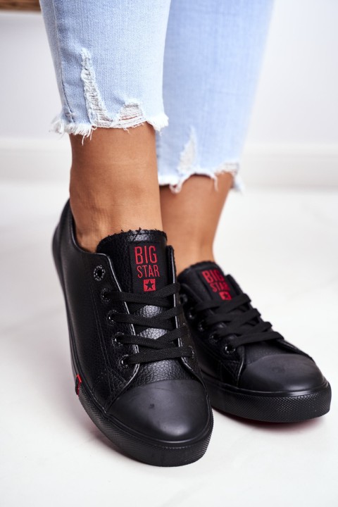 Women's Leather Sneakers Big Star GG274007 Black