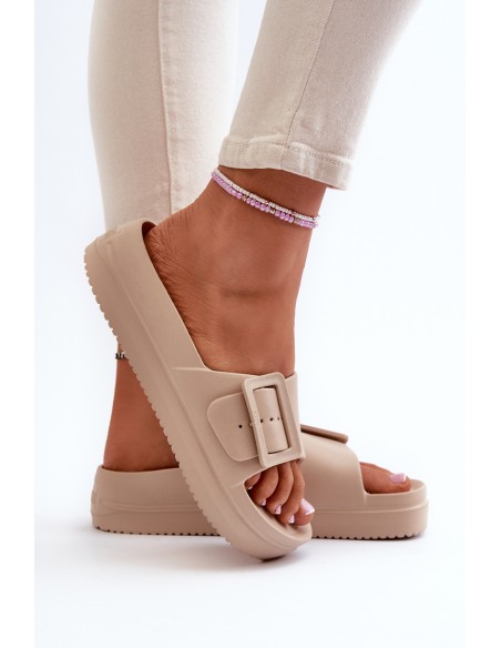 Women's Foam Platform Sandals with Buckle Big Star NN274A666 Beige