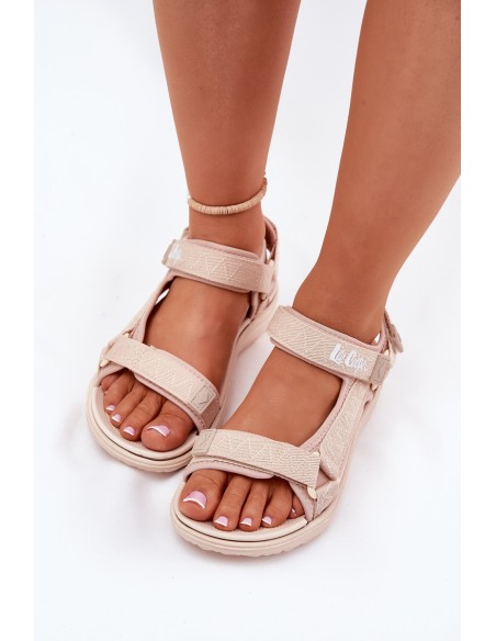 Ladies Fabric Sandals With Velcro Lee Cooper LCW-25-34-3560 Beige