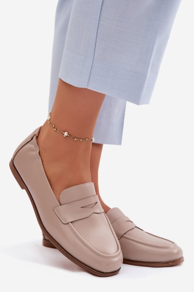 Vinceza Genuine Leather Loafers Beige 2