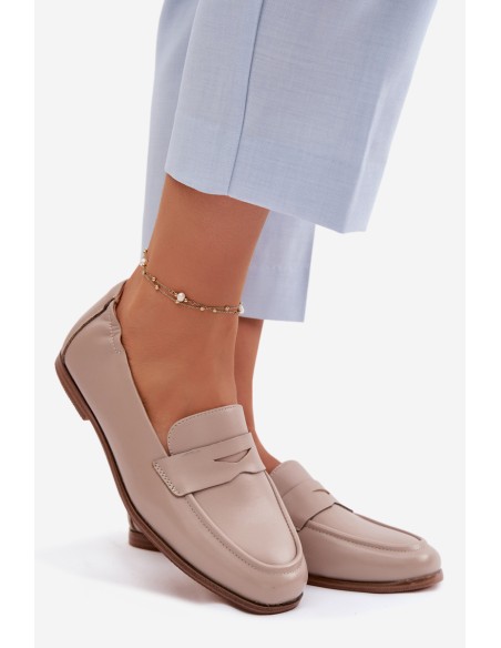 Vinceza Genuine Leather Loafers Beige