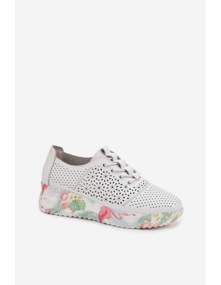 Vinceza Women's Suede Perforated Loafers 79603 Beige