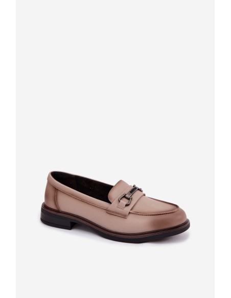 Leather Women's Loafers Vinceza Beige