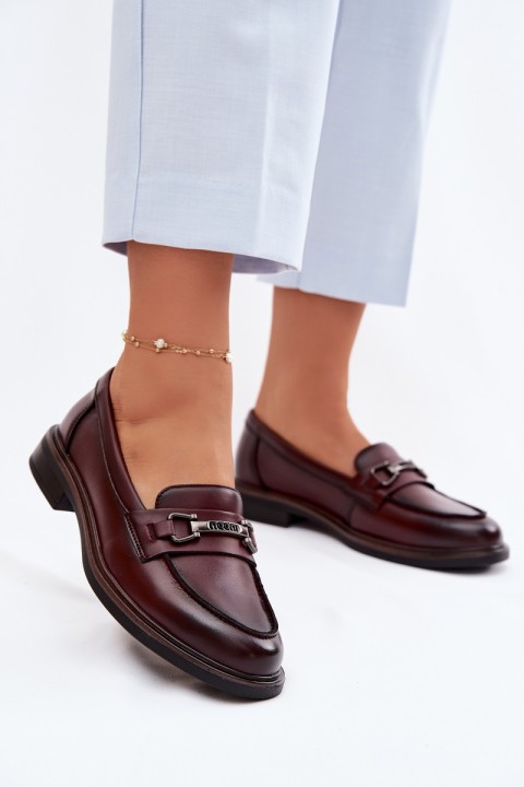 Leather Women's Loafers Vinceza 39983 Brown