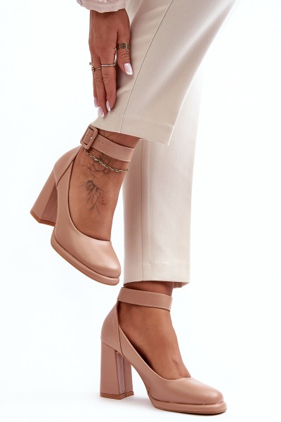 Stiletto Heels with Buckle Beige Idovana
