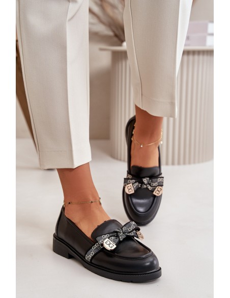 Women's Moccasins With Bow S.Barski HY42-331 Black