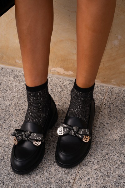 Women's Moccasins With Bow S.Barski HY42-331 Black 2