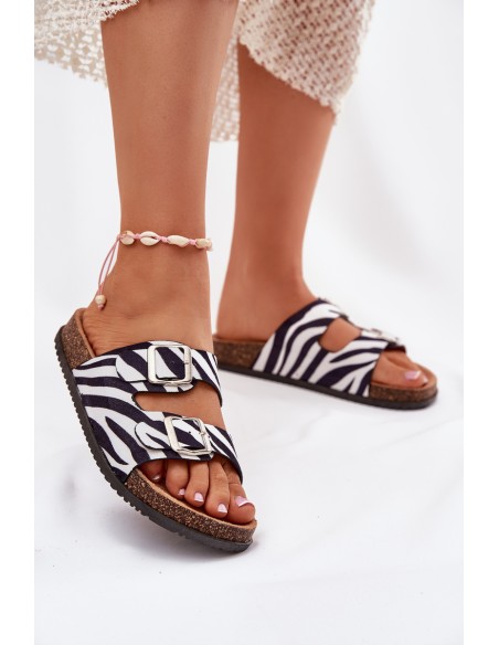Women's Slippers With Buckles Zebra Oliena