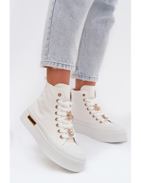 Womens Platform Sneakers With Patches White Gracella