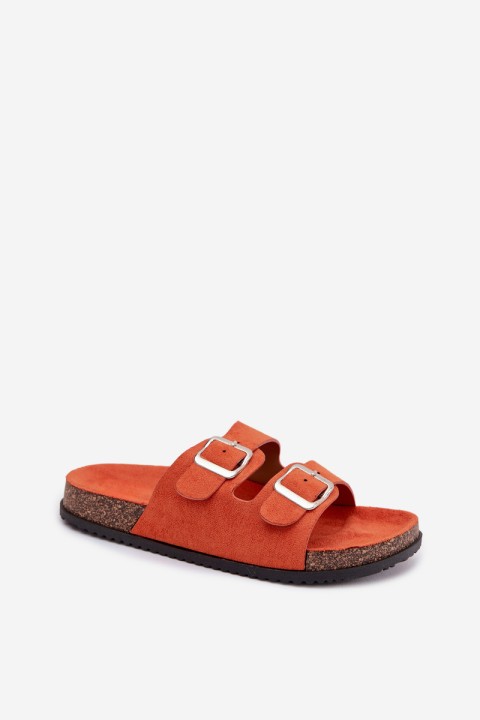 Women's Orange Slides With Buckles Oliena