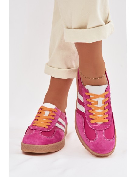 Leather Women's Sneakers LR61-7059 Fuchsia