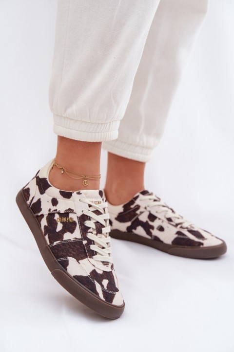 Women's Sneakers With Patches Big Star TT274369 White-Brown