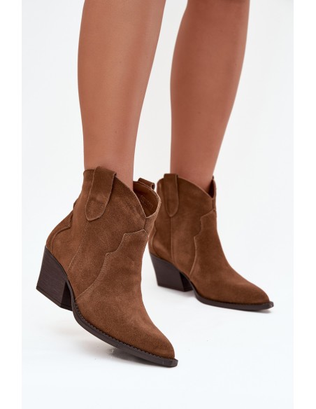 Slip-on Cowboy Boots Women's Made of Natural Suede Camel Beretta