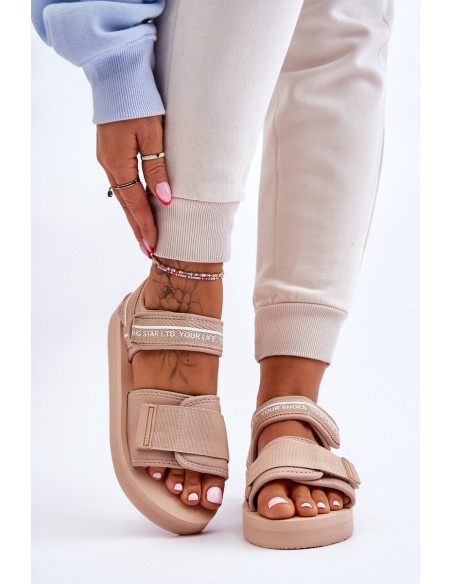 Women's Velcro Sandals Big Star LL274787 Beige