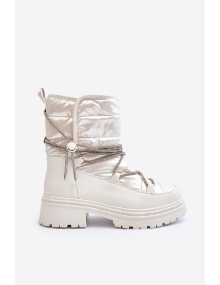 Women's White Snow Boots with Decorative Lacing Rilana
