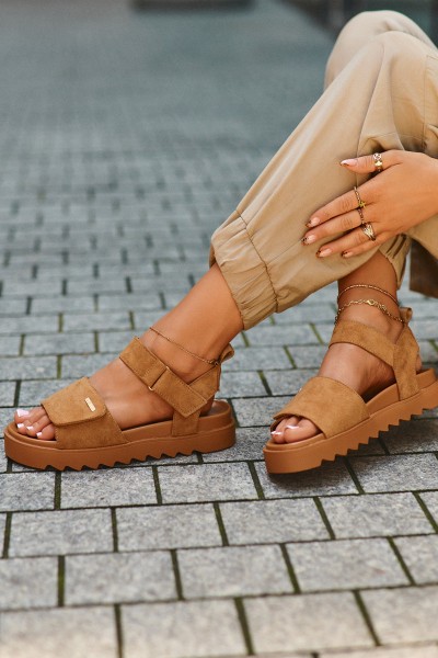 Women's Suede Platform Sandals Big Star NN274705 Brown 2