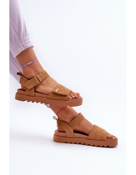 Women's Suede Platform Sandals Big Star NN274705 Brown