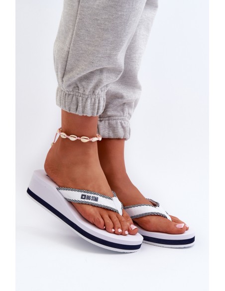 Women's Wedge Flip Flops by Big Star NN274A826 White