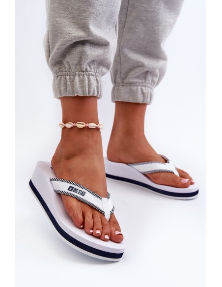 Women's Wedge Flip Flops by Big Star NN274A826 White