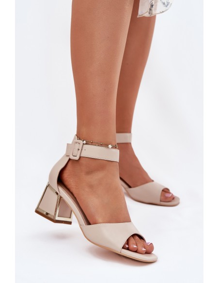 Beige Heeled Sandals for Women Zennia