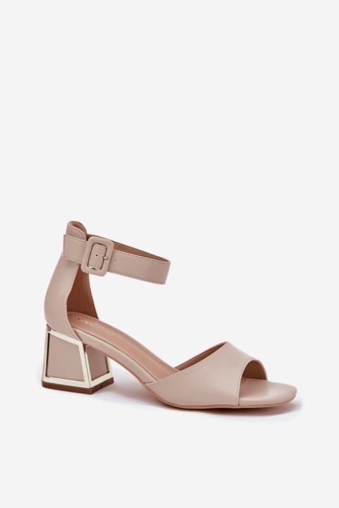 Beige Heeled Sandals for Women Zennia