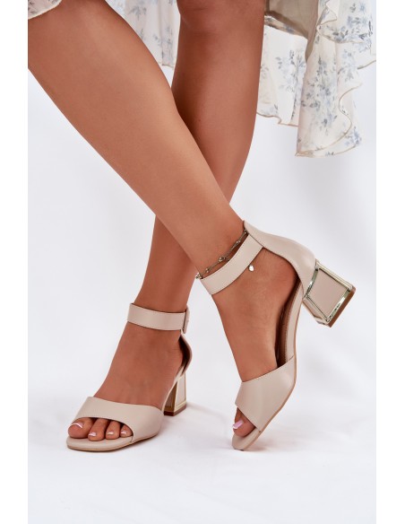 Beige Heeled Sandals for Women Zennia