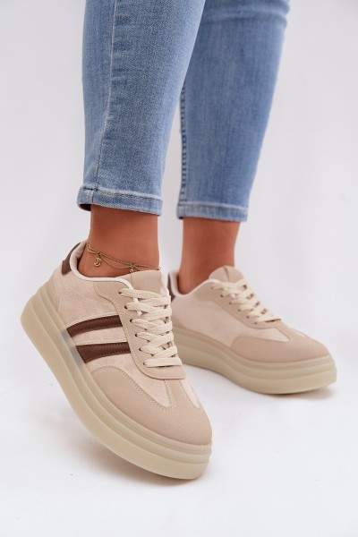 Women's Platform Sneakers Beige Galleria