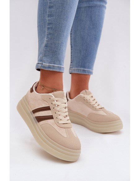 Women's Platform Sneakers Beige Galleria