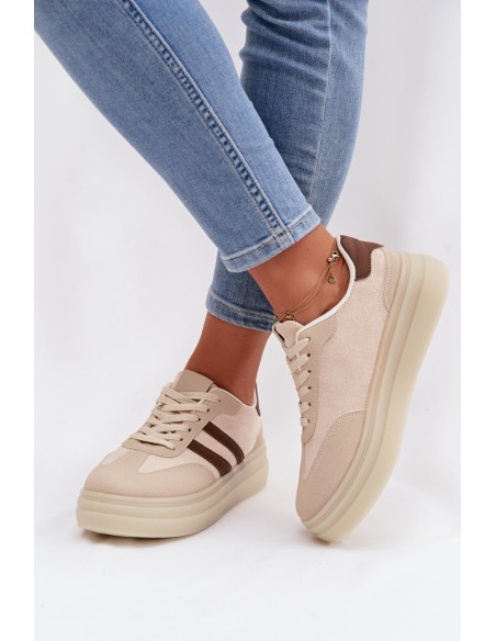 Women's Platform Sneakers Beige Galleria