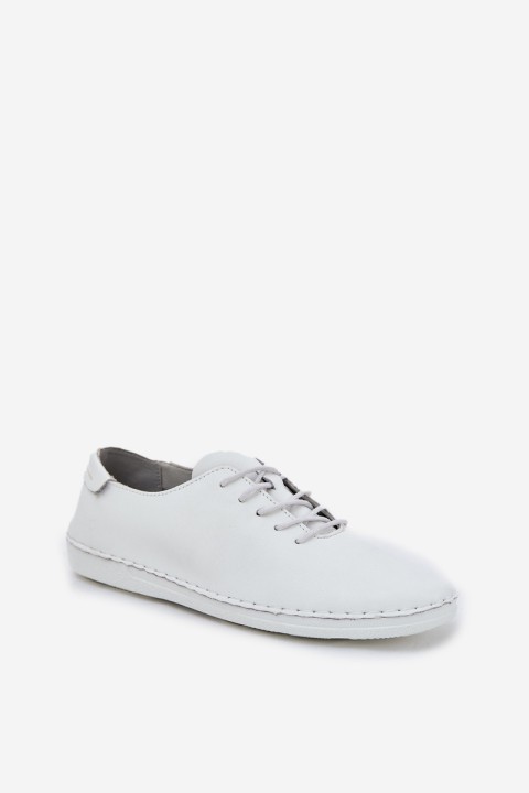 Laced Shoes Made Of Natural Leather D&A LR51-645 White