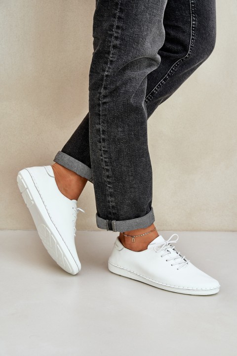 Laced Shoes Made Of Natural Leather D&A LR51-645 White