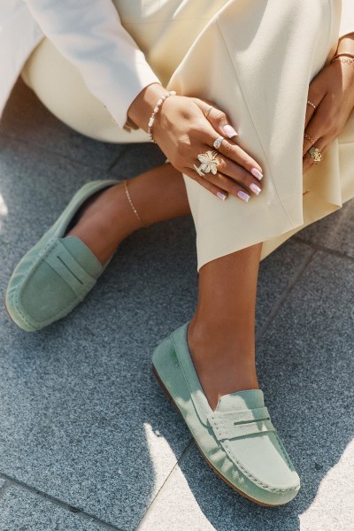 Ladies Suede Moccasins Big Star RR274945 Green