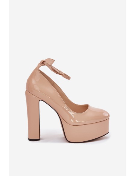 Lacquered High Heel And Platform Pumps Beige Nianka