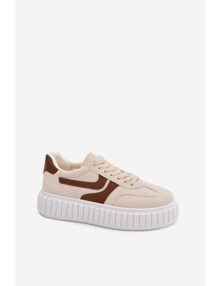 Women's Platform Sneakers With Eco Suede Beige Cadrina