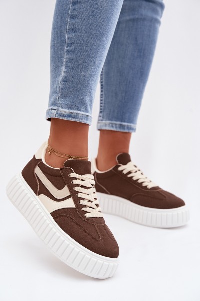 Women's Platform Sneakers with Eco Suede Brown Cadrina