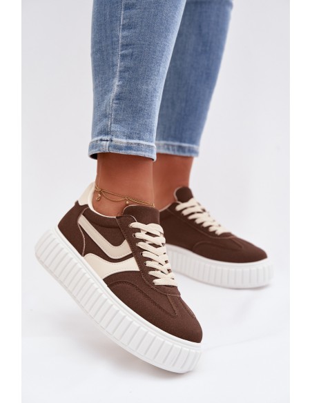 Women's Platform Sneakers with Eco Suede Brown Cadrina
