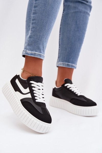 Women's Platform Sneakers With Eco Suede Black Cadrina
